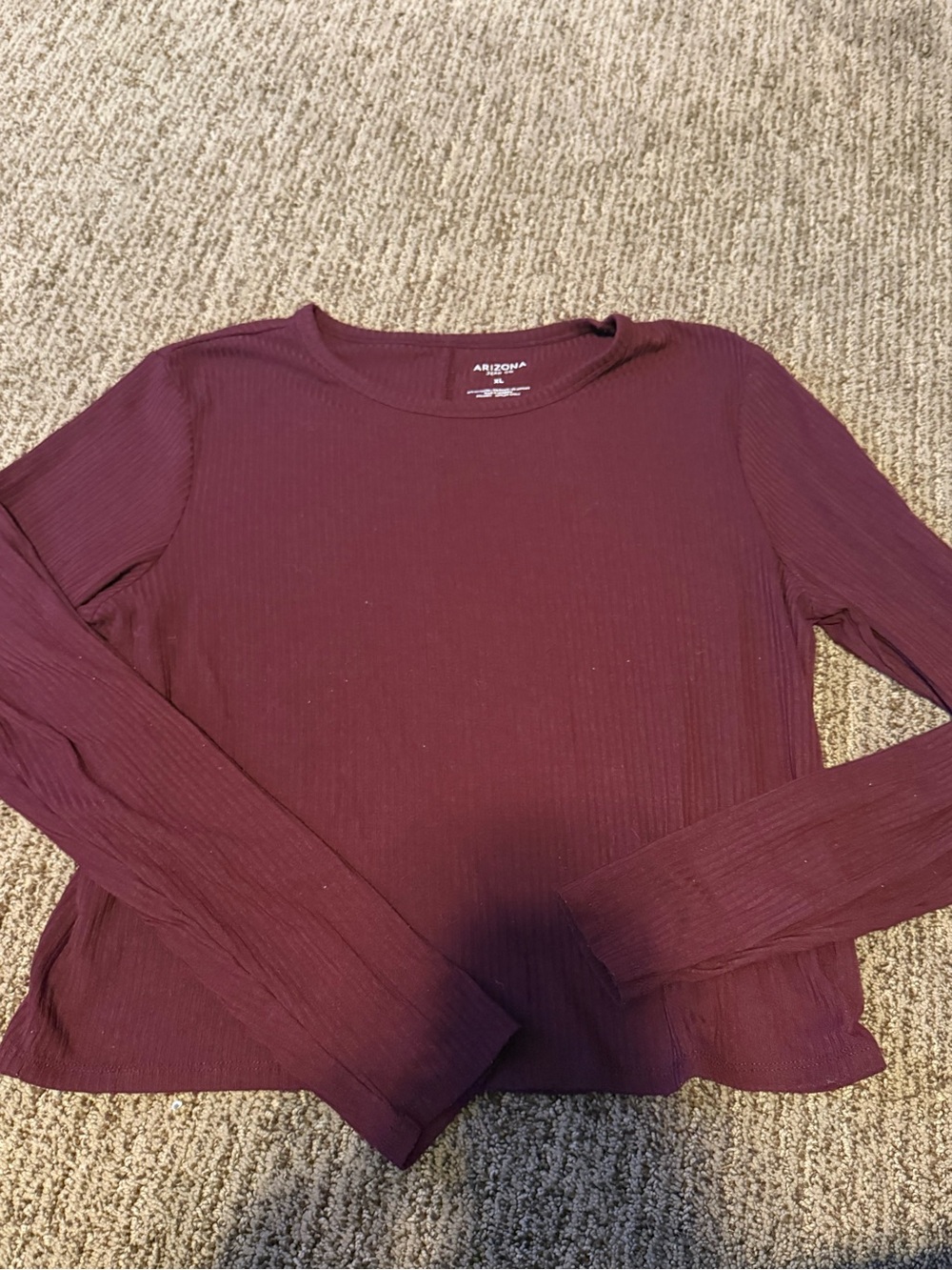 Arizona Jean Company Ribbed Long-Sleeve Top - burgundy